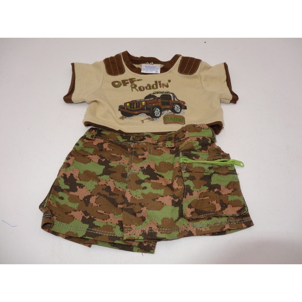 Build-A-Bear Workshop Off Roadin Camouflage Outfit Shirt and Shorts